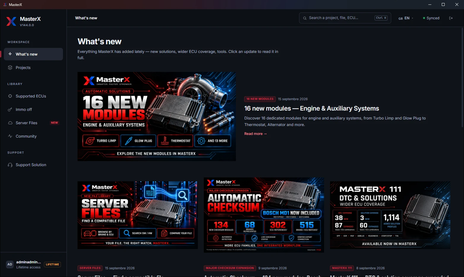 MasterX 144 — the What’s new screen